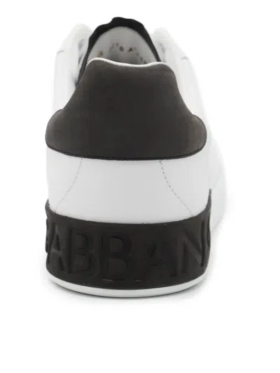 Dolce & Gabbana Portifano Panelled Leather Sneakers In White