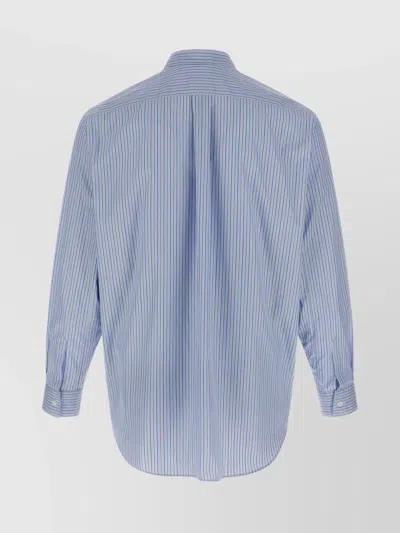 Comme Des Garçons Patterned Insert Cotton Poplin Shirt With Asymmetric Hem In Multi
