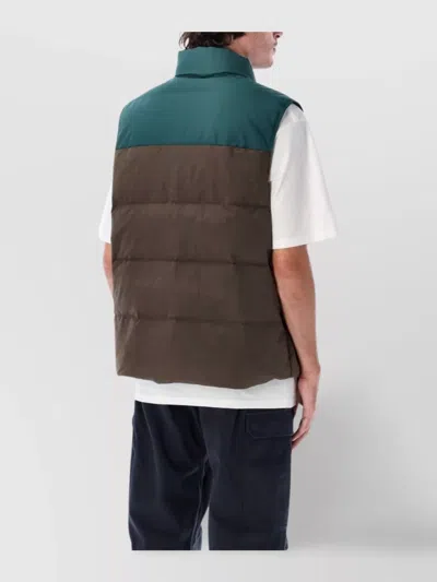 Patagonia Quilted Sleeveless High Collar Vest In Brown