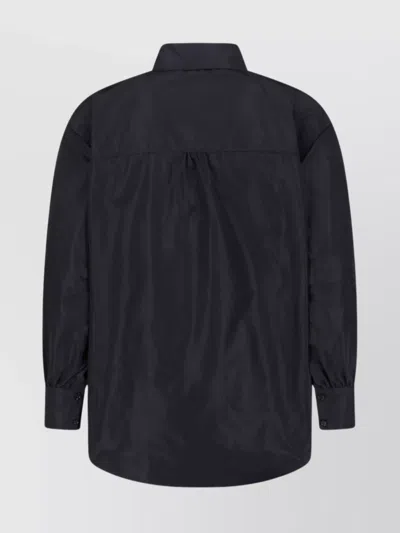 Aspesi Timeless Black Shirt With Pointed Collar And Curved Hemline In Black