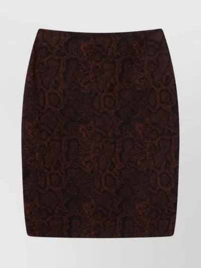 Stella Mccartney Snake Print Calf-length Jacquard Skirt In Brown