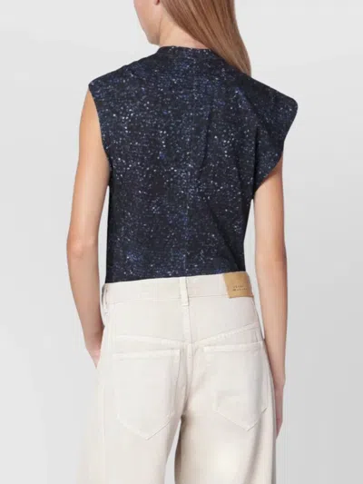 Isabel Marant Nayda Asymmetrical T-shirt With Midnight Blue Print In Blue