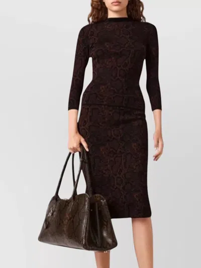 Stella Mccartney Snake Print Calf-length Jacquard Skirt In Brown