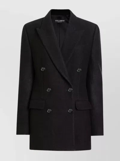 Dolce & Gabbana Double-breasted Jacket Structured Shoulders In Black