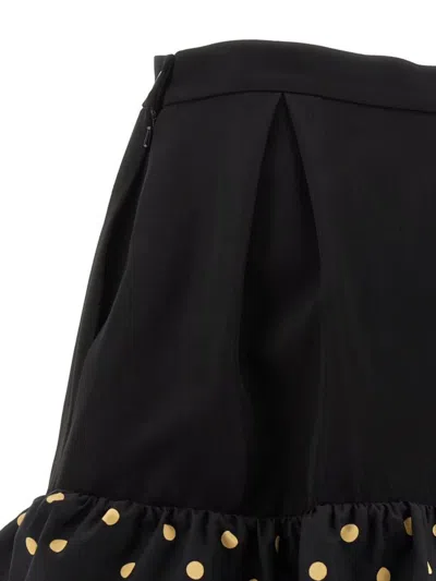 Moschino Midi Skirt With Polka Dots And Ruffles In Black