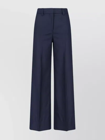 Incotex Wide-leg Virgin Wool Trousers With Mid-rise Waist And Tailored Finish In Blue