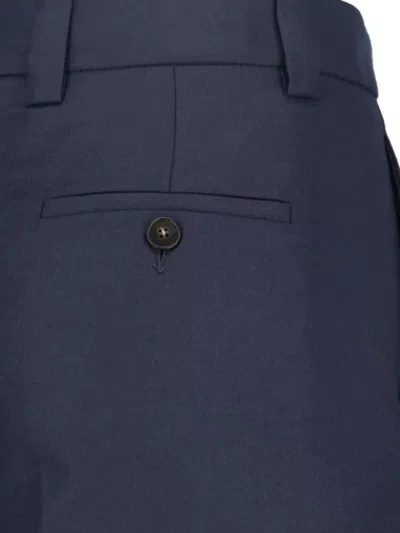 Incotex Wide-leg Virgin Wool Trousers With Mid-rise Waist And Tailored Finish In Blue