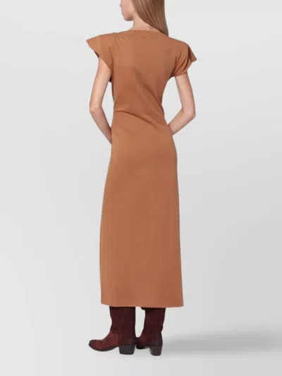 Isabel Marant Nadela Midi Dress With Side Slit In Brown