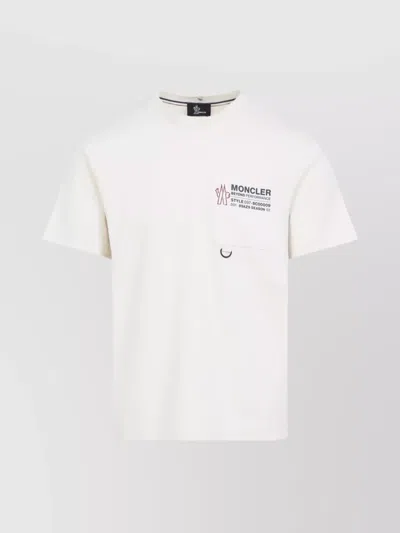 Moncler Cotton T-shirt With Embossed Logo Grenoble Clothing In White