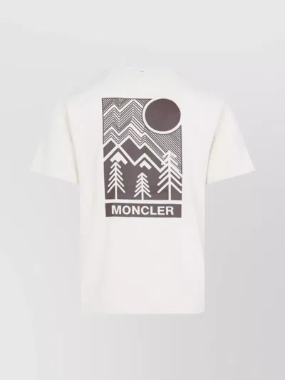 Moncler Cotton T-shirt With Embossed Logo Grenoble Clothing In White