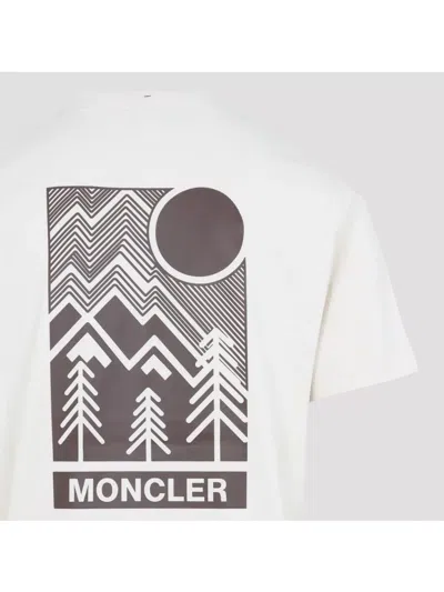 Moncler Cotton T-shirt With Embossed Logo Grenoble Clothing In White