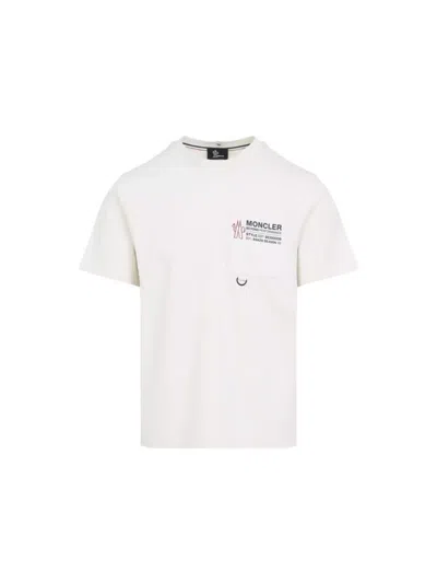 Moncler Cotton T-shirt With Embossed Logo Grenoble Clothing In White