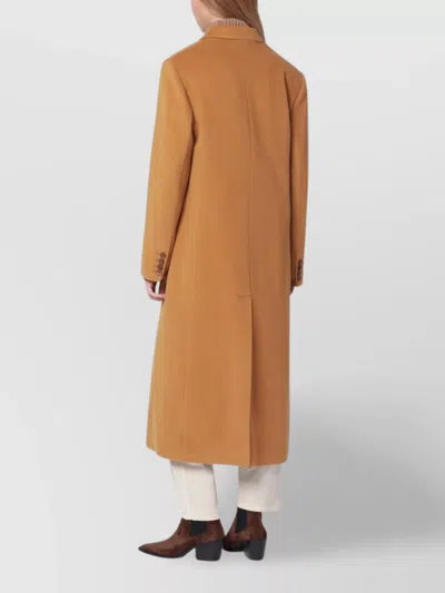 Isabel Marant Long Wool Blend Coat With Notched Lapels In Brown