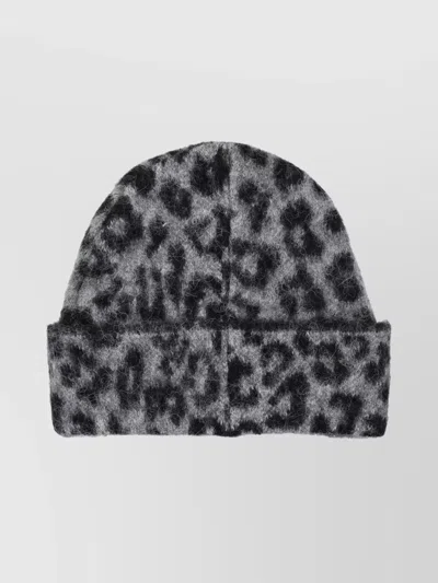 Anine Bing Elia Alpaca-wool Beanie Grey Leopard Pattern In Multi