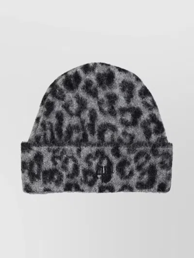 Anine Bing Elia Alpaca-wool Beanie Grey Leopard Pattern In Multi