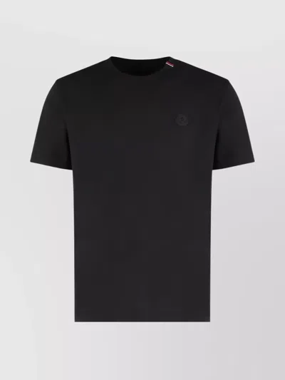 Moncler Soft Cotton Short Sleeve Crew Neck T-shirt In Black