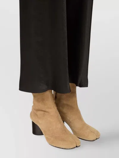 Maison Margiela Square Toe Suede Ankle Block Heel Boots In Neutral