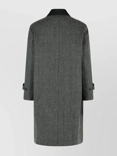 Maison Margiela Single-breasted Black/white Wool Blend Coat In Multi