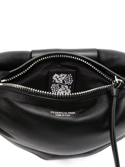 Federico Cina Mini Tortellino Nappa Leather Handbag In Black