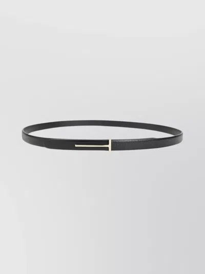Tom Ford Supple Grain Leather Slim T Belt In Black