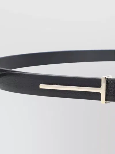 Tom Ford Supple Grain Leather Slim T Belt In Black