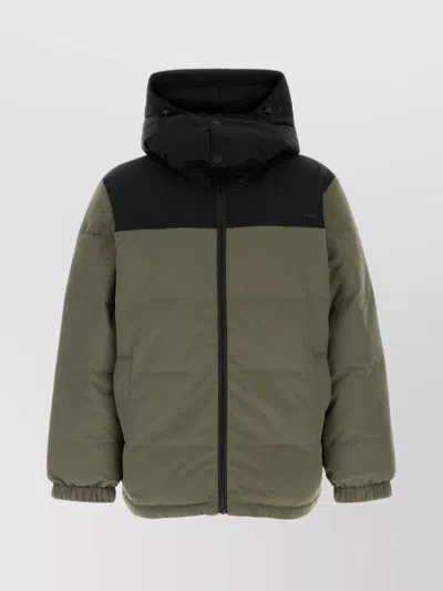 A.p.c. Sage Green Stretch Polyester Reversible Padded Jacket In Green