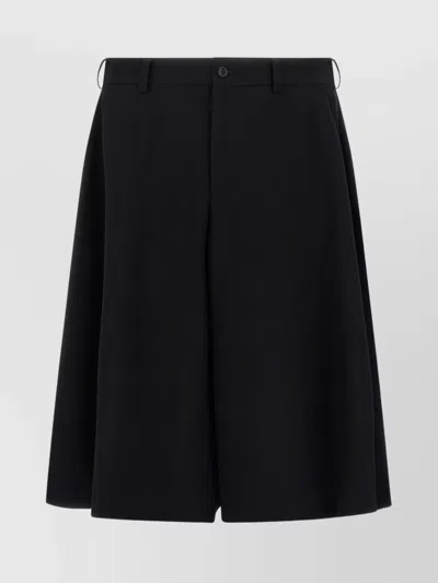 Comme Des Garçons Bermuda Shorts With Pleated Design And Pockets In Black