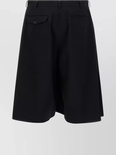 Comme Des Garçons Bermuda Shorts With Pleated Design And Pockets In Black