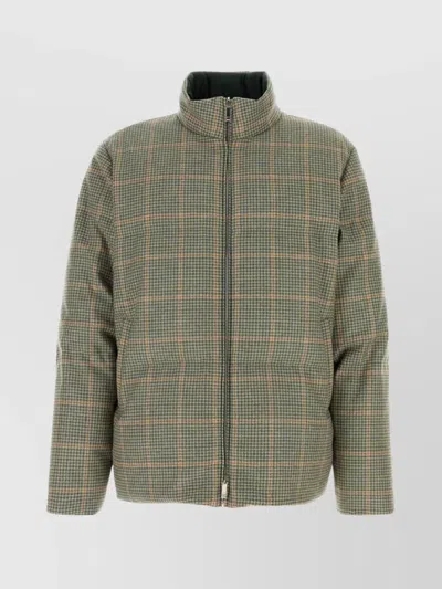 Thom Browne Reversible Down Jacket Featuring Checkered Pattern In Green