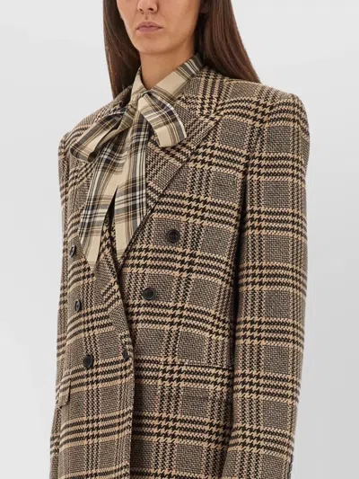 Saint Laurent Double-breasted Checked Silk And Cashmere-blend Blazer In Multi