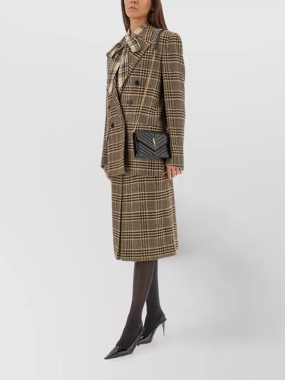 Saint Laurent Double-breasted Checked Silk And Cashmere-blend Blazer In Multi