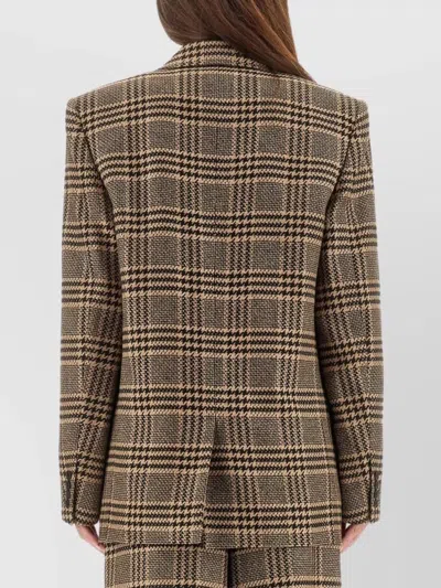 Saint Laurent Double-breasted Checked Silk And Cashmere-blend Blazer In Multi
