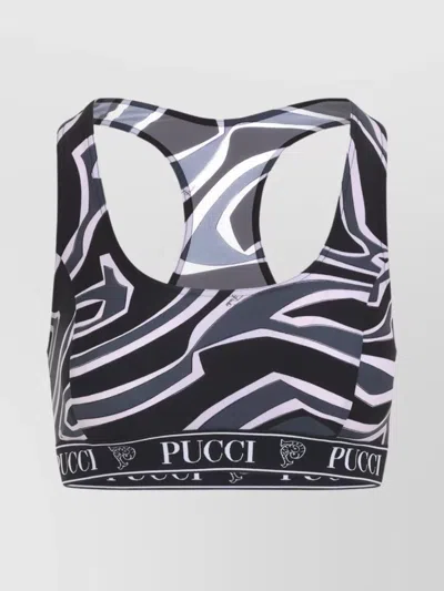 Pucci Geometric Racerback Top For Modern Style In Black