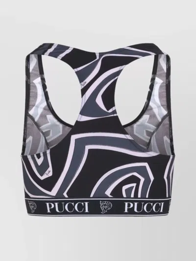 Pucci Geometric Racerback Top For Modern Style In Black
