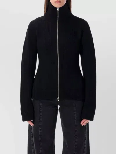 Maison Margiela Black Wool Zip-up Cardigan In Black