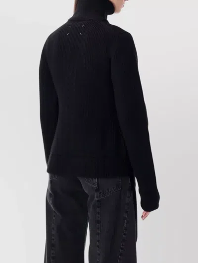 Maison Margiela Black Wool Zip-up Cardigan In Black