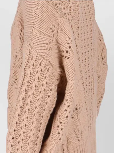 Ermanno Scervino Cashmere Sweater With Openwork Floral Design And V-neckline In Multi