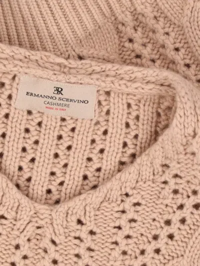 Ermanno Scervino Cashmere Sweater With Openwork Floral Design And V-neckline In Multi