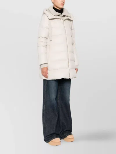 Herno Hooded Long Quilted Jacket And Pockets In White