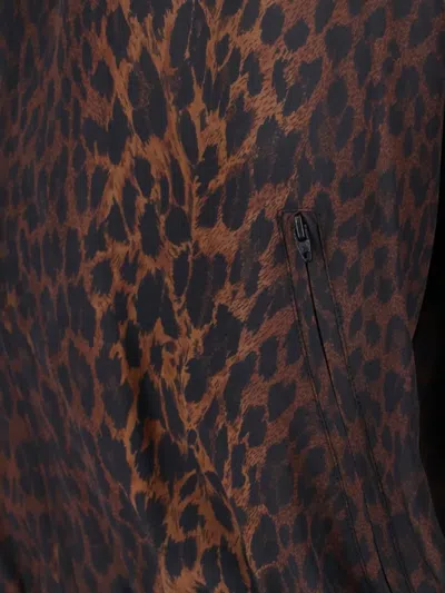 Balenciaga Crepe De Chine Full-zip Jacket With Leopard Print In Brown