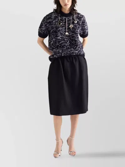 Prada Chevron Wool Midi Skirt Clothing In Black