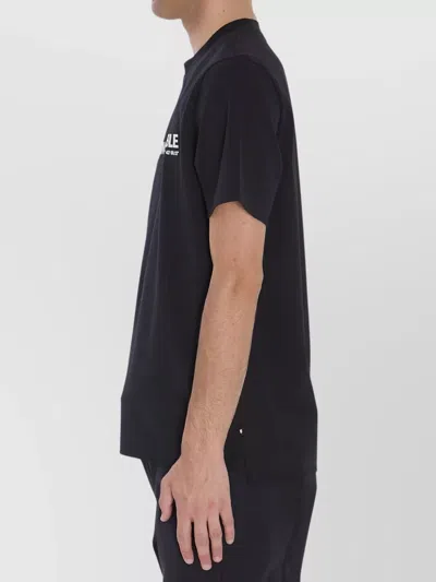 Moncler Midnight Blue Stretch Cotton T-shirt In Black