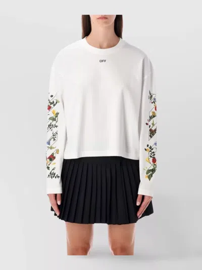 Off-white Floral Graphic Long Sleeve Top In White