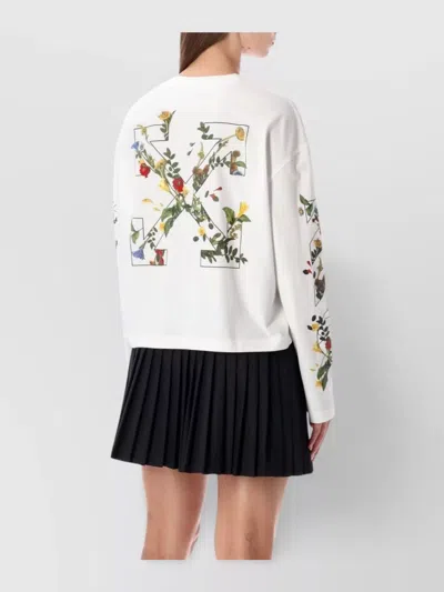 Off-white Floral Graphic Long Sleeve Top In White