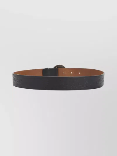 Acne Studios Smooth Leather Belt With Antique-finish Buckle And Decorative Patterns In Black
