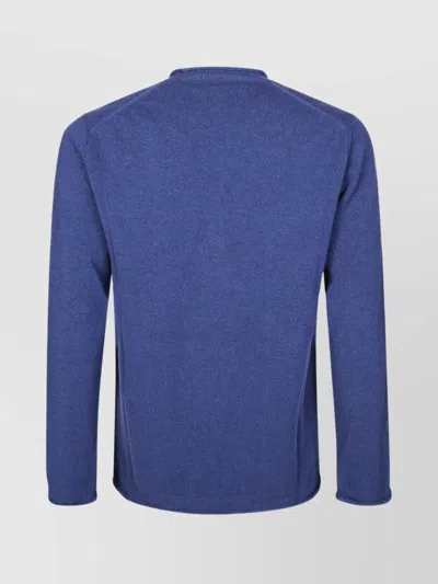 Comme Des Garçons Relaxed Fit Black Wool Sweater With Classic Crew Neckline In Blue