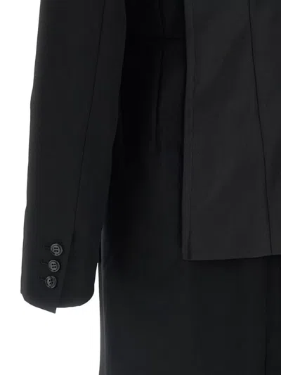 Comme Des Garçons Tailcoat Style Double Layer Blazer In Black