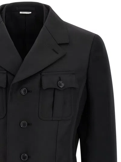Comme Des Garçons Tailcoat Style Double Layer Blazer In Black