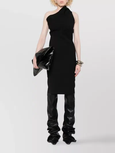 Rick Owens Asymmetrical One Shoulder Fitted Dress In Black