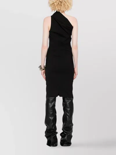 Rick Owens Asymmetrical One Shoulder Fitted Dress In Black